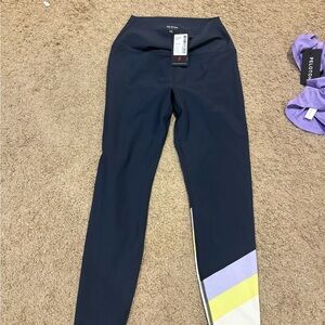 Peloton Navy Leggings with Color Block Design NWT Size Small